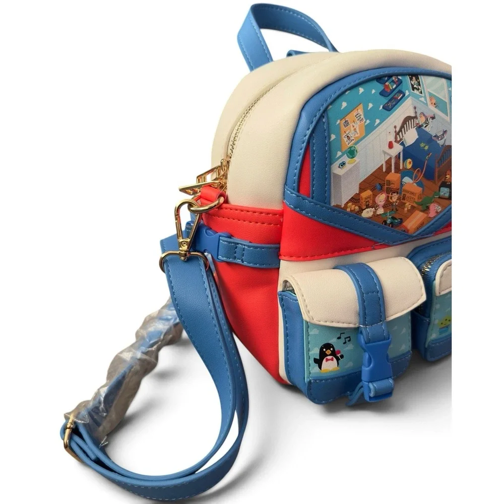 New Our Universe Disney Pixar Toy Story Andy's Room Crossbody Bag Backpack Conv.